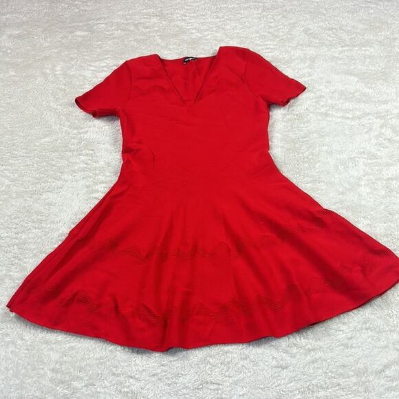 Network cherry red knit fit and flare dress, size small - Picture 3 of 12